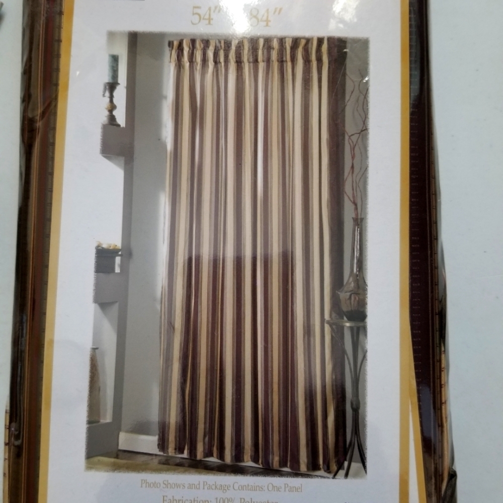 Four 54"×84" Maiya curtain Panels. Multiple colors brown,creme and burgandy.
